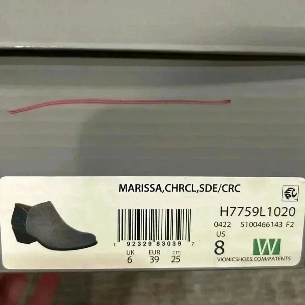 Vionic Water Repellent Suede Ankle Boots Marissa Charcoal 8 Wide